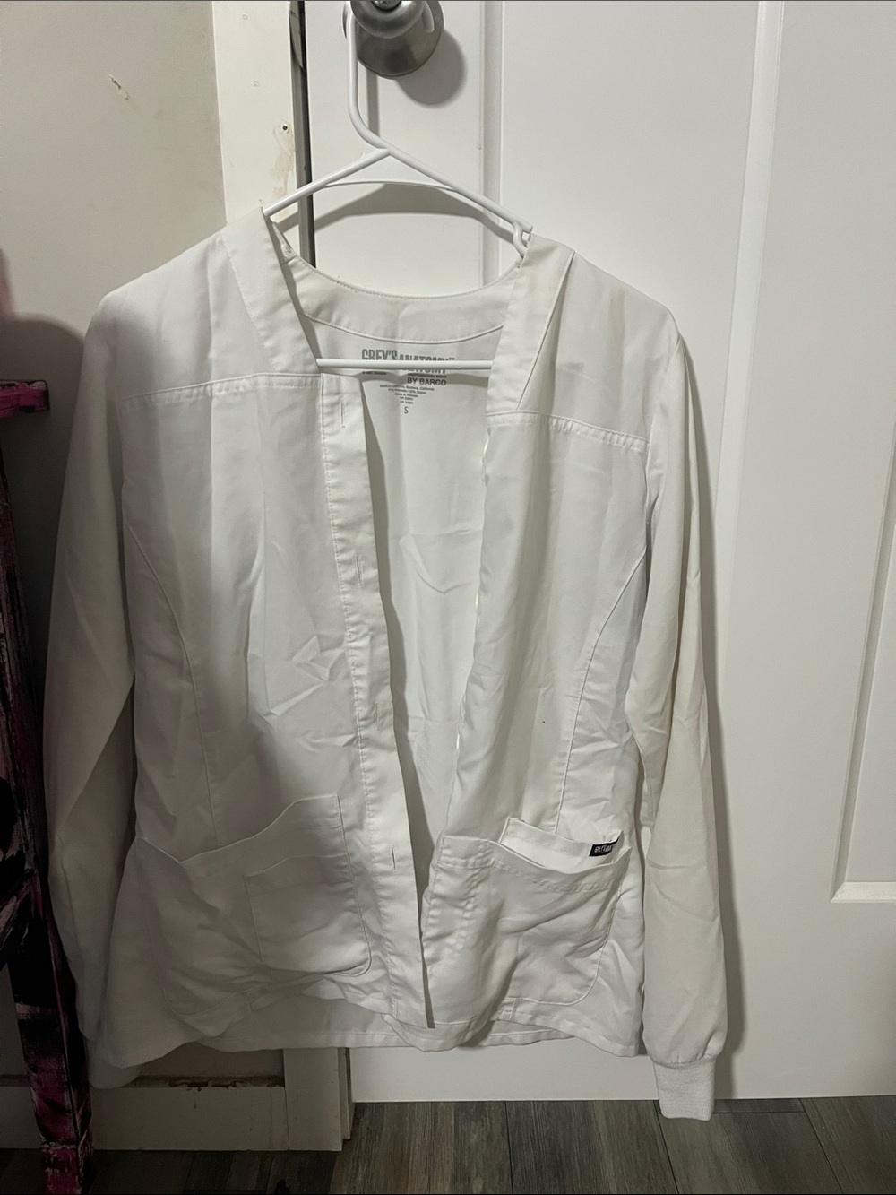 Grey's Anatomy Women's White Utility Jacket with Patch Pockets